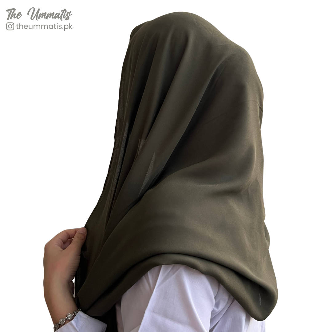 Heavy Georgette Hijab (Non-See Through) - Olive Green