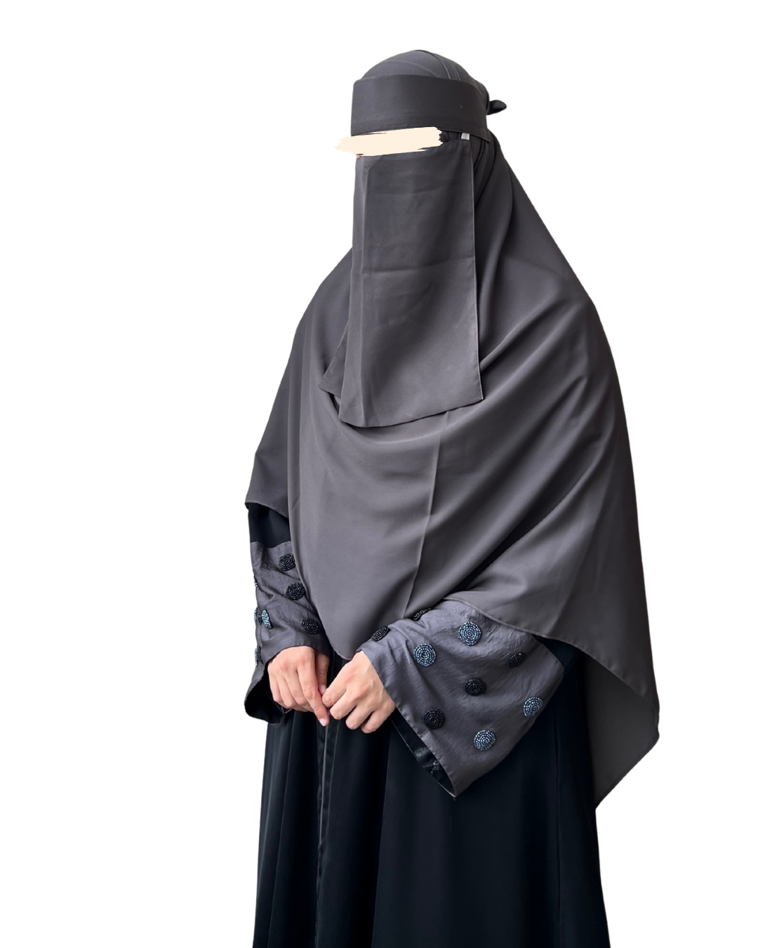 Large Hijab & Saudi Niqab - Charcoal