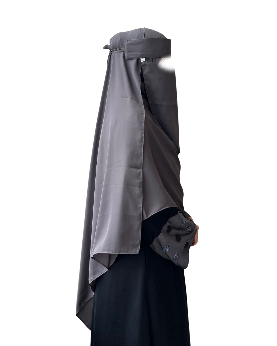 Large Hijab & Saudi Niqab - Charcoal