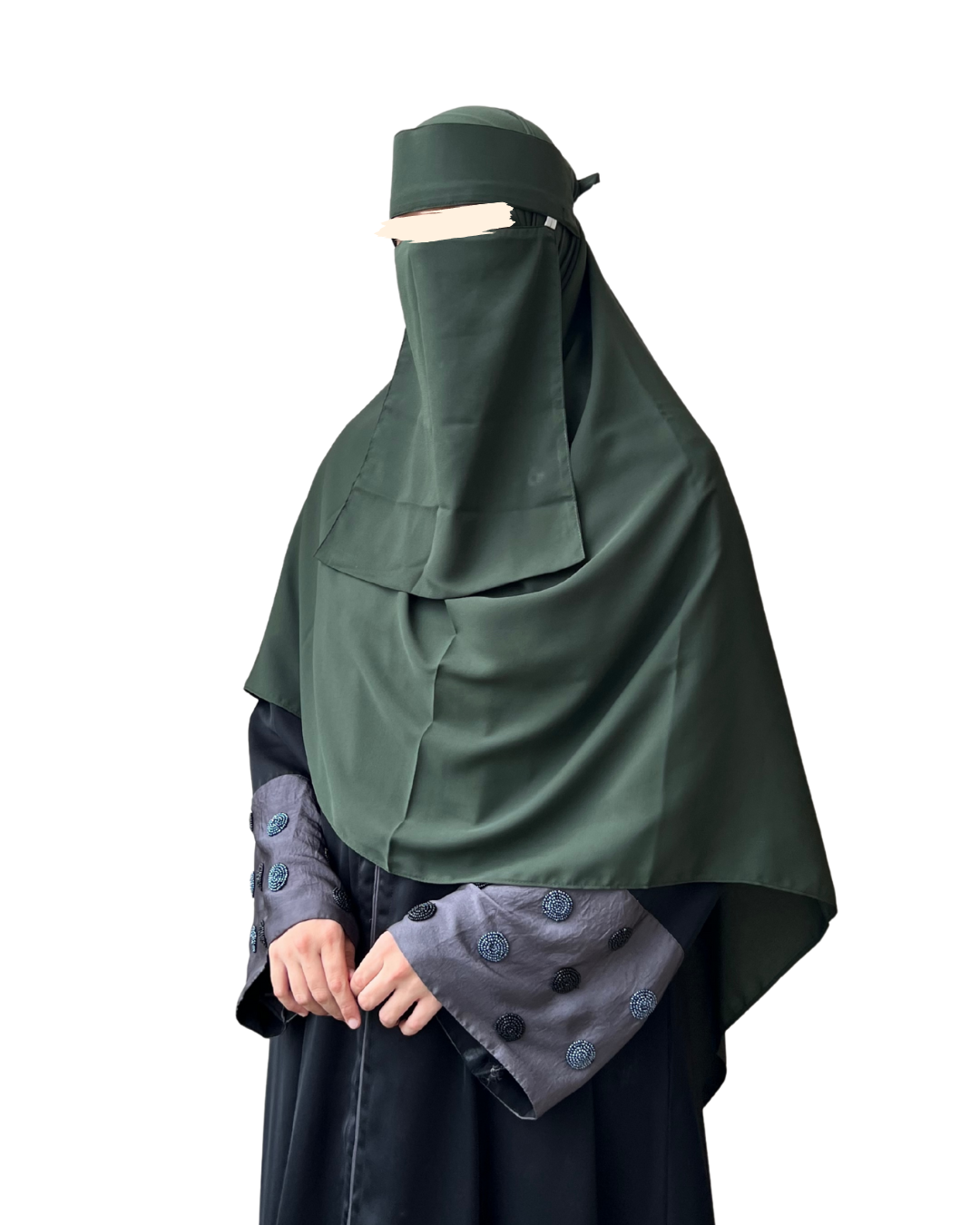Large Hijab & Saudi Niqab - Olive