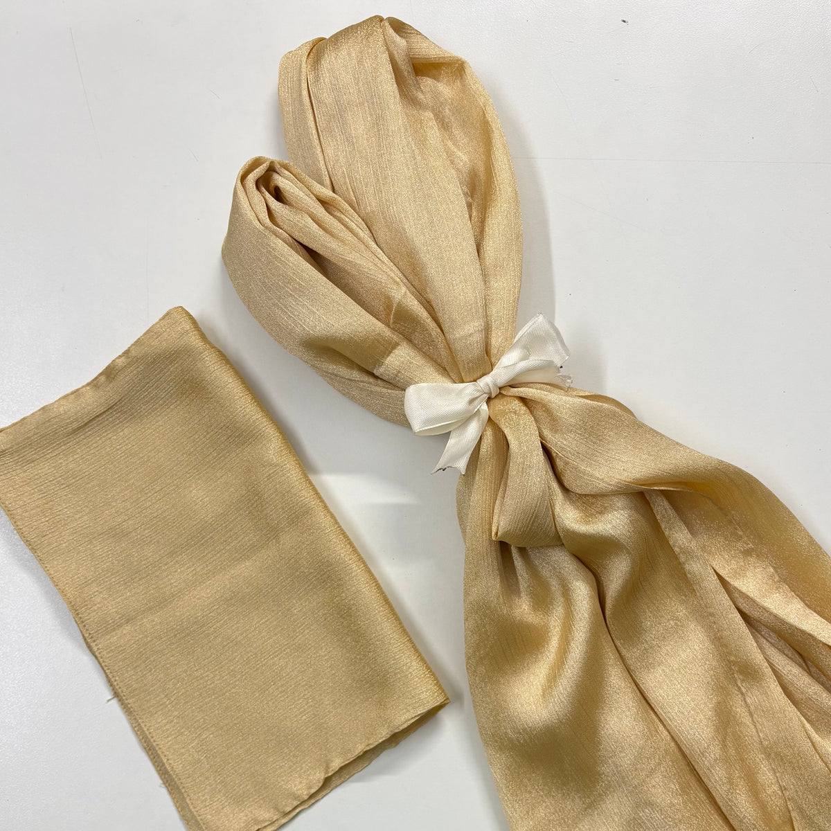 Crinkle Silk Niqab Set - Sheen Gold