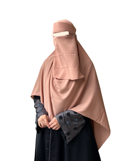 Large Hijab & Saudi Niqab - Muted Nude