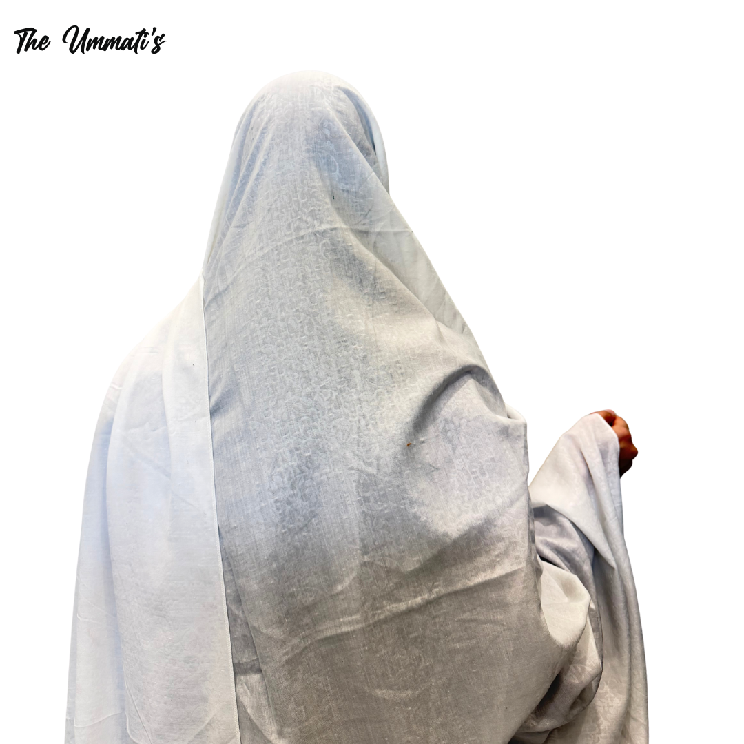 Namaz Chadar Dupatta - White Self Print