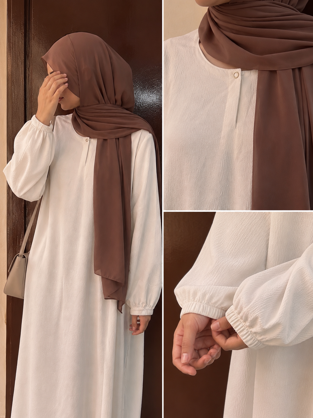 Basic White Abaya - Front Close