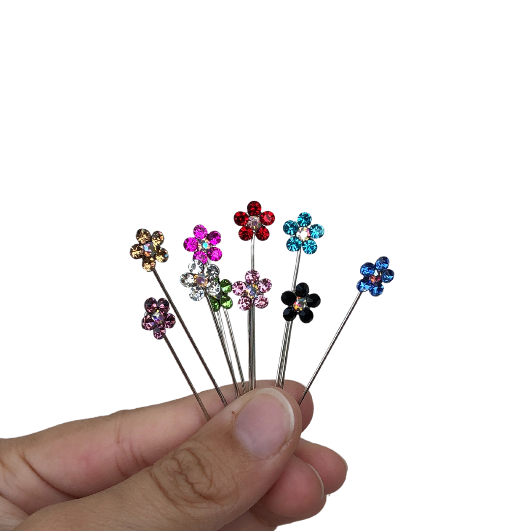 Pearl flower pins (pack of 10 pins)