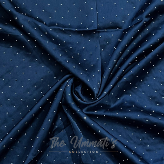 Bejewelled Satin Silk - Navy