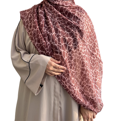 Printed Hijabs - Pink Crocodile Print
