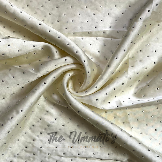 Bejewelled Satin Silk - Cream