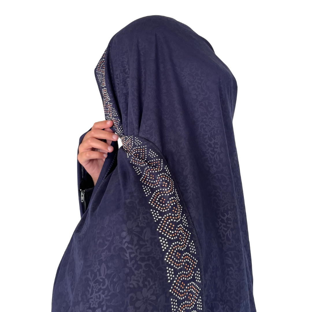 Stone Border Chadar - Navy