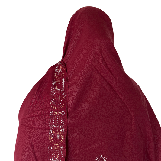 Stone Border Chadar - Maroon Red