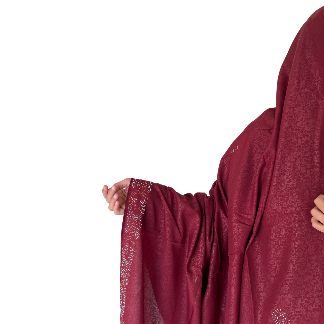 Stone Border Chadar - Maroon Red