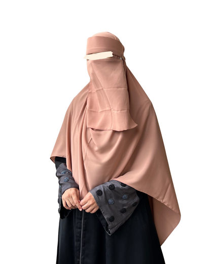 Large Hijab & Saudi Niqab - Muted Nude
