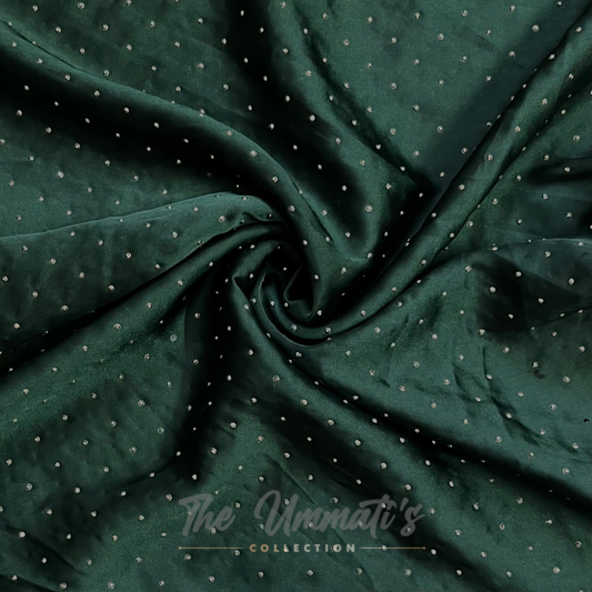 Bejewelled Satin Silk - Bottle Green