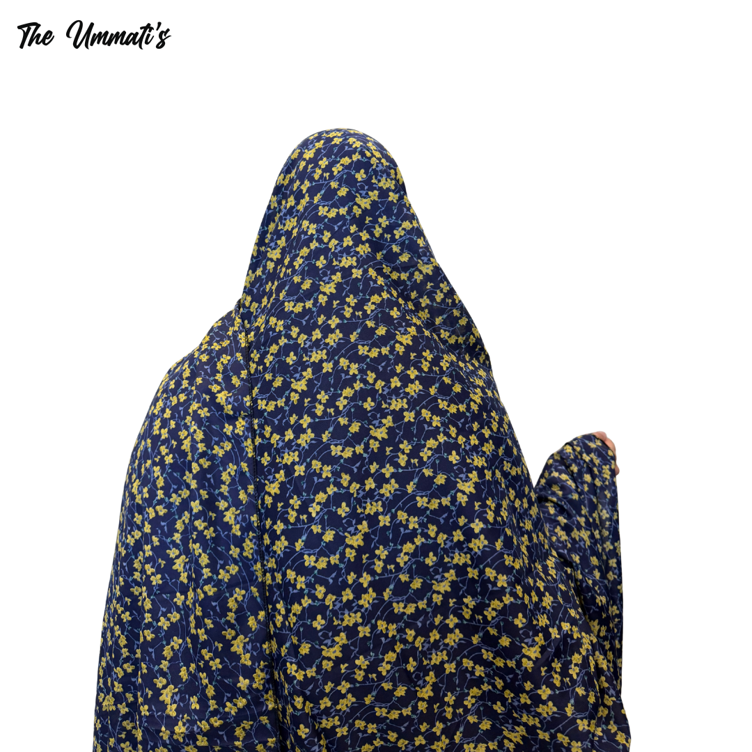 Namaz Chadar Dupatta - Navy Florals