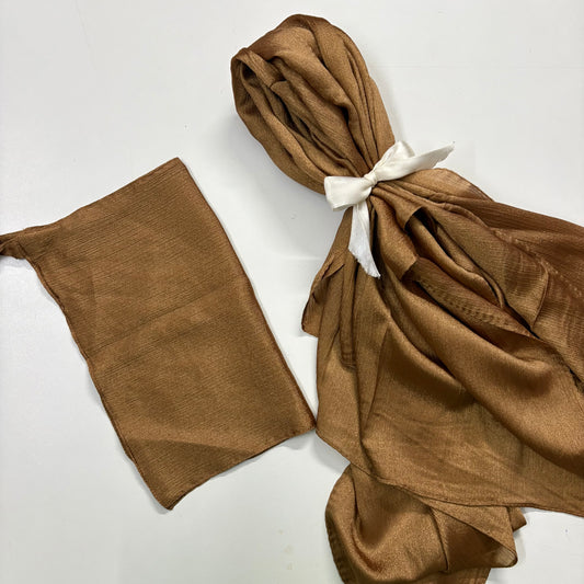 Crinkle Silk Niqab Set - Topaz Gold
