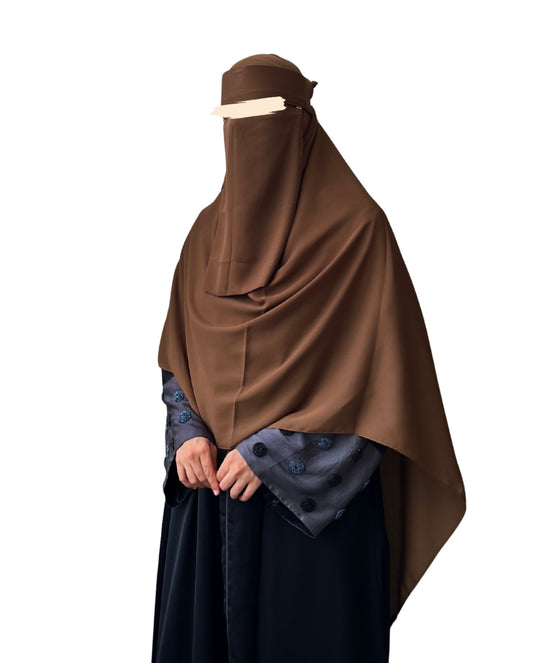 Large Hijab & Saudi Niqab - Mocha