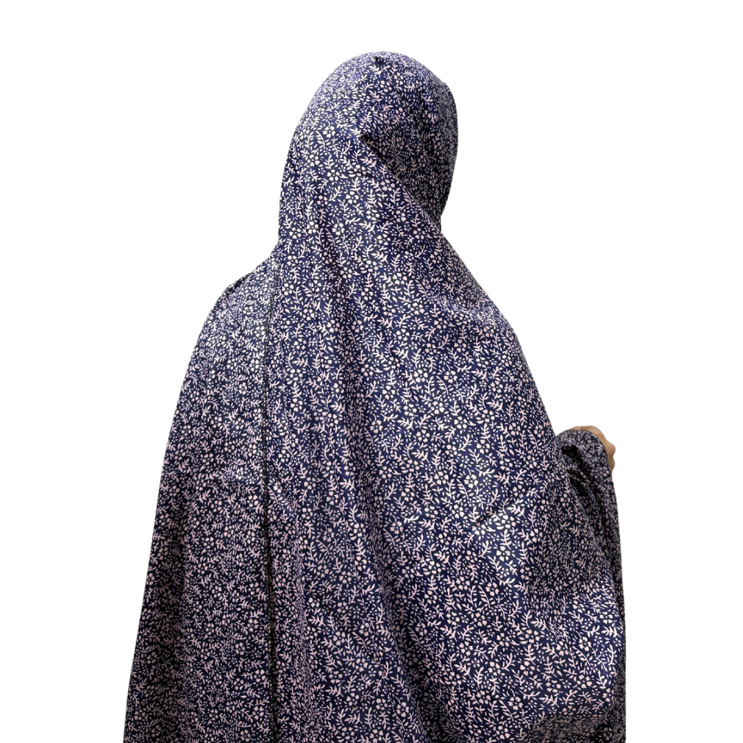 Namaz Chadar Dupatta - Navy Petals