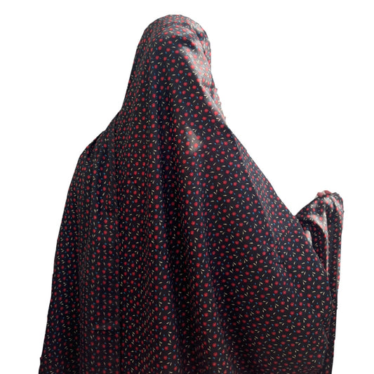 Namaz Chadar Dupatta - Black Florals
