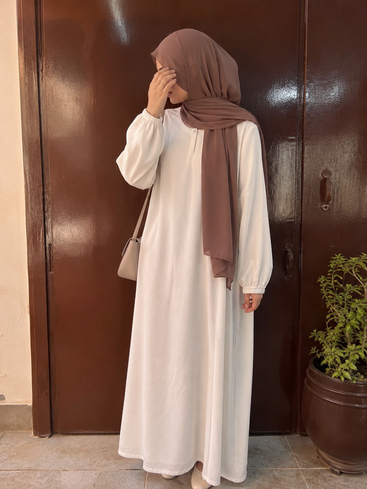 Basic White Abaya - Front Close