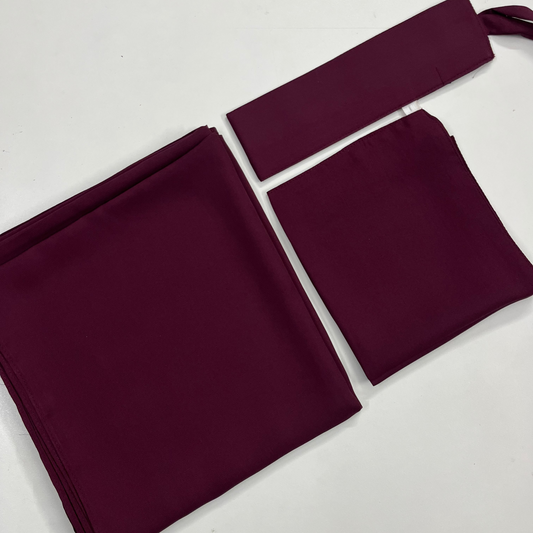 Large Hijab & Saudi Niqab - Red Plum
